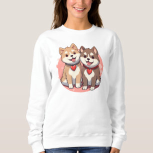 Japanese Dog Couple with Hearts Sweatshirt