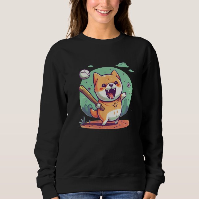 Japanese Dog Shiba Inu Sport Baseball Sweatshirt (Front)