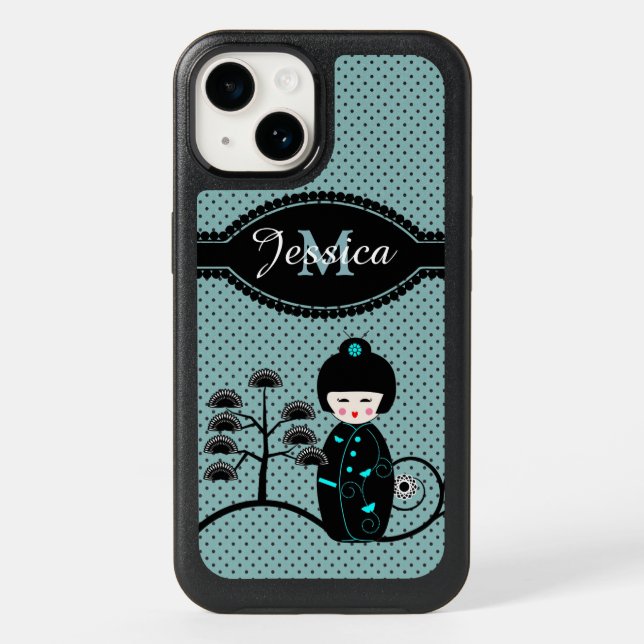 Japanese Doll Polka Dot Personalised Otterbox iPhone Case (Back)