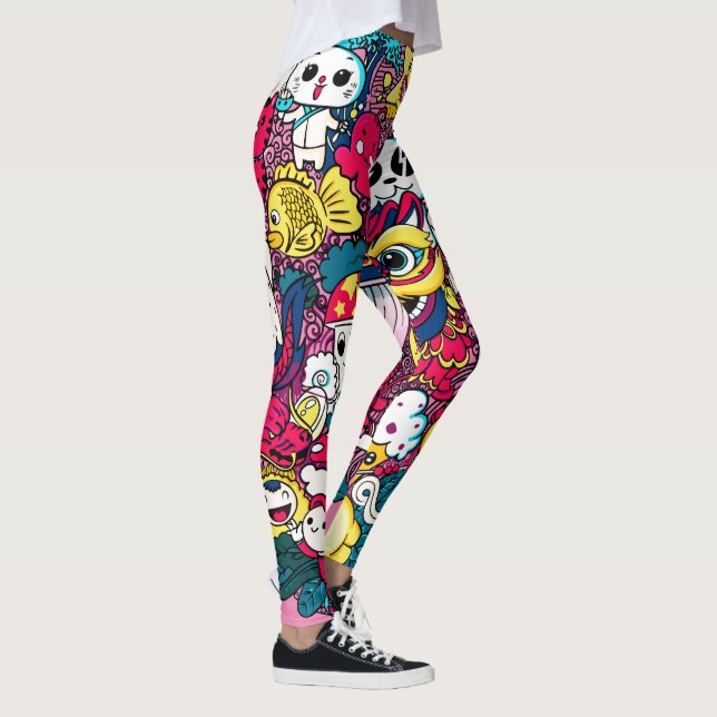 Japanese Doodle Art  Leggings (Right)