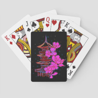 Japanese Doodle: The Serene Beauty of a Pagoda Poker Cards