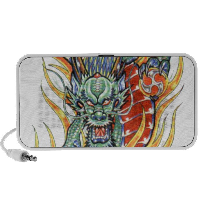 Japanese Dragon and Lotus Flower iPod Speakers
