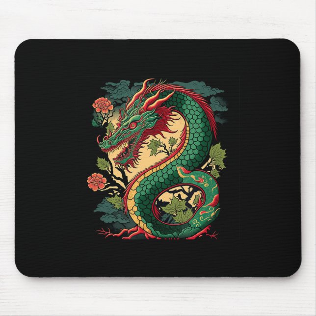 Japanese Dragon Anime Japan Chinese Dragons Tattoo Mouse Pad (Front)