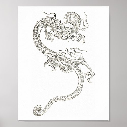 Japanese dragon dragon fantasy sketch drawing poster