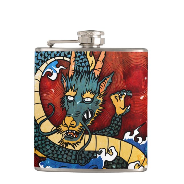 Japanese Dragon - Good Fortune Flask (Front)