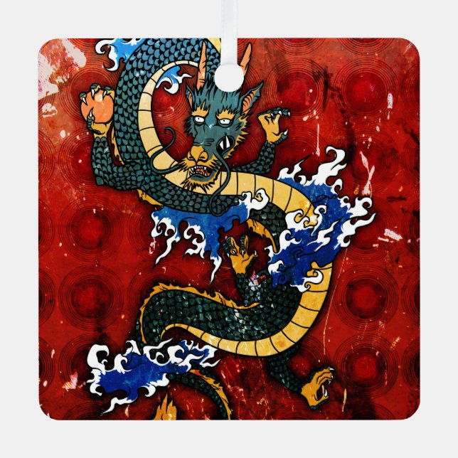 Japanese Dragon - Good Fortune Metal Ornament (Front)