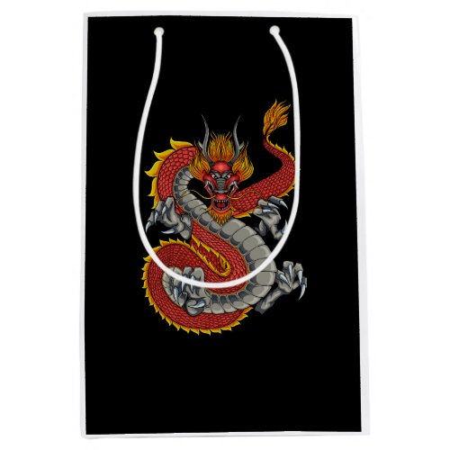 japanese dragon illustration medium gift bag