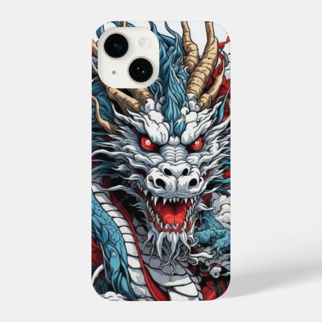 Japanese dragon iPhone 14 Slim Fit Case, Glossy Case (Back)