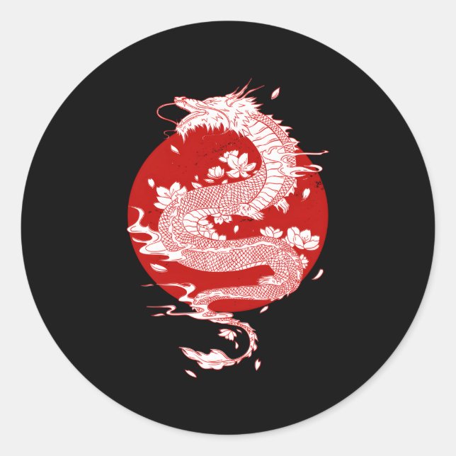 Japanese Dragon Japanese Flag Japan Classic Round Sticker (Front)