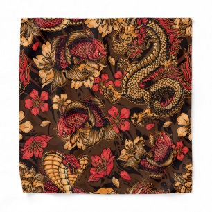 Japanese dragon koi pattern. bandana