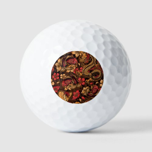 Japanese dragon koi pattern golf balls