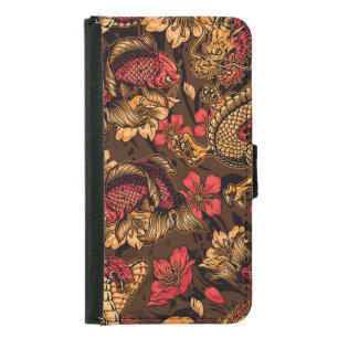 Japanese dragon koi pattern. samsung galaxy s5 wallet case