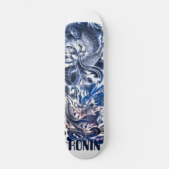 Japanese Dragon Koi Phoenix Skateboard Deck (Front)