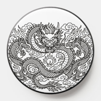 Japanese Dragon Line Art Mousepad Design PopSocket