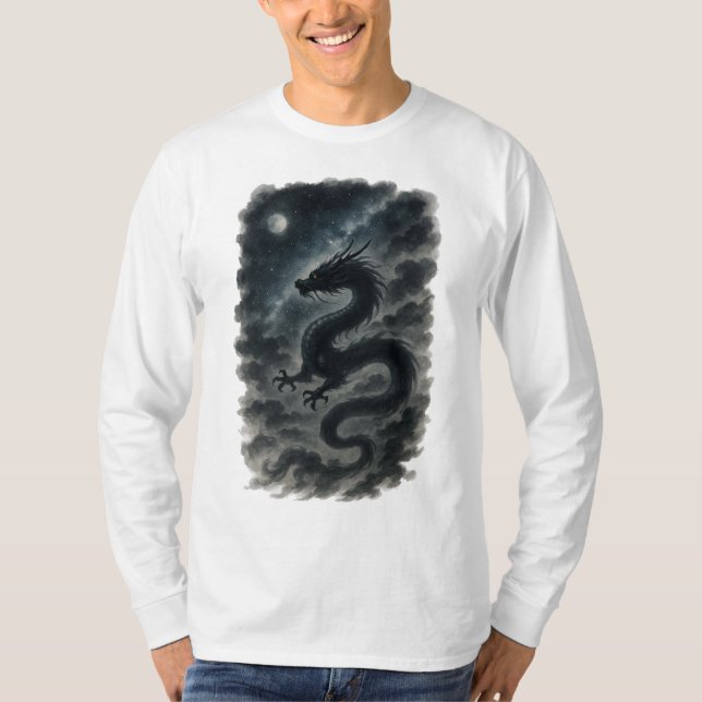 【Japanese Dragon Moon Long Sleeve T-Shirt】 T-Shirt (Front)