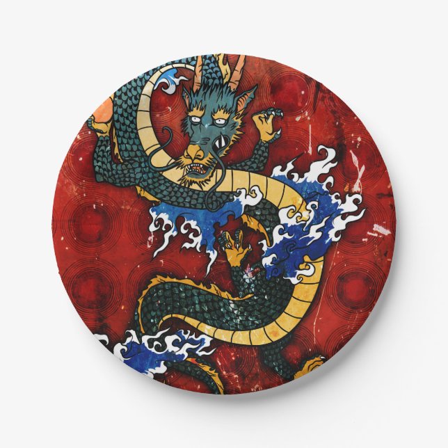 Japanese Dragon Paper Plates (Front)