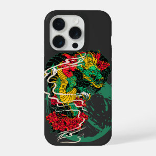 Japanese Dragon Peony Traditional Tattoo Art iPhone 15 Pro Case