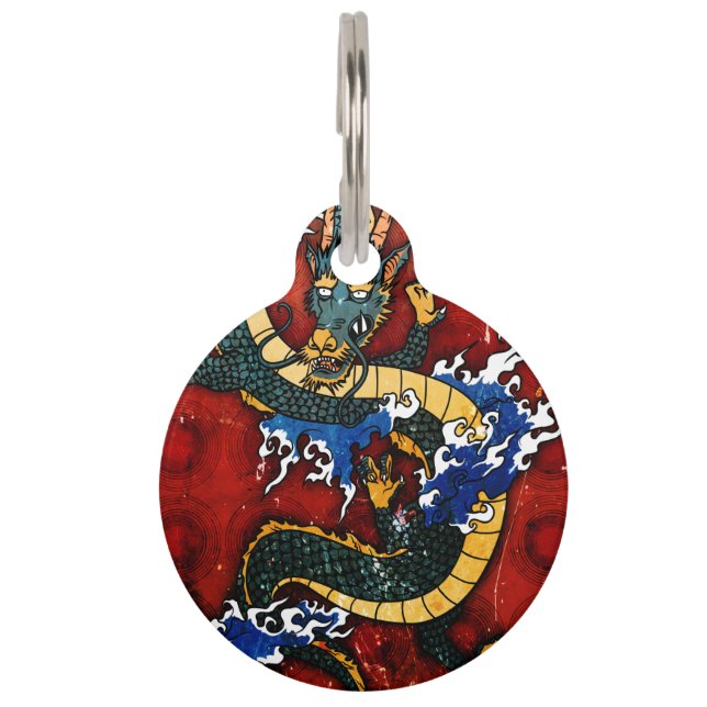 Japanese Dragon Pet ID Tag (Front)