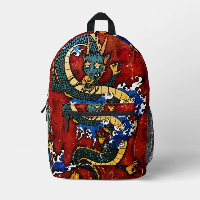 Japanese Dragon Printed Backpack (Front)