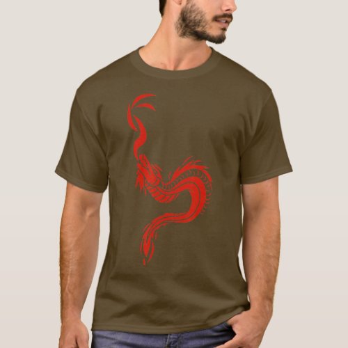 Japanese Dragon Red Serpent   Snake Art  T_Shirt