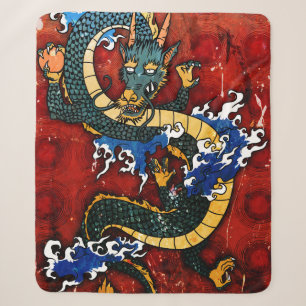 Japanese Dragon Sherpa Blanket