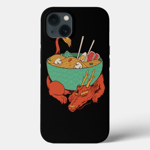 Japanese Dragon Sleeping With Ramen Bowl Ramen Noo iPhone 13 Case