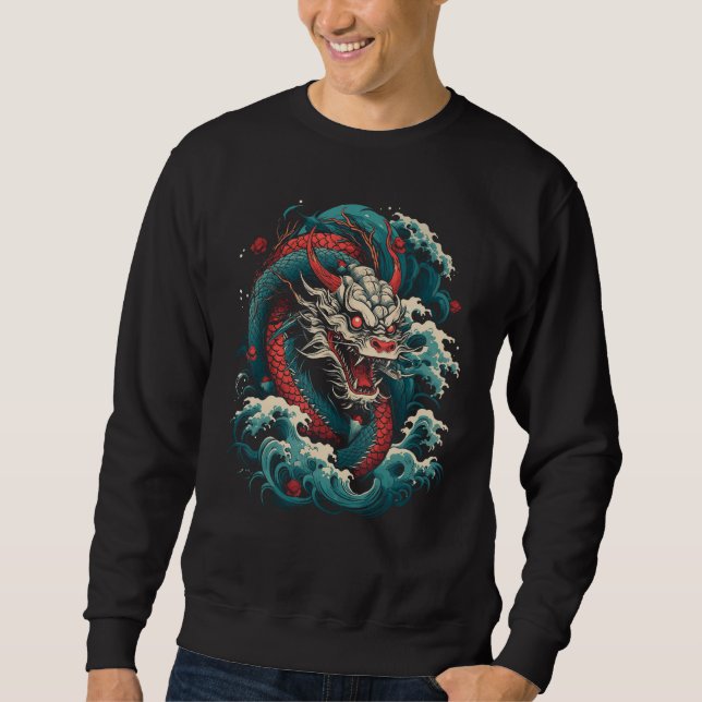 Japanese Dragon Tattoo Art Irezumi Japanese Art Gr Sweatshirt (Front)