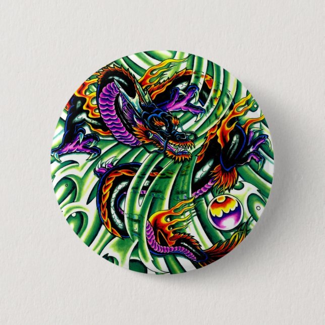 Japanese Dragon Tattoo Pinback Button (Front)