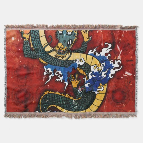 Japanese Dragon Throw Blanket