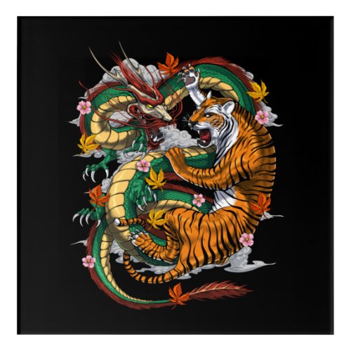 Japanese Dragon Tiger Battle Acrylic Print