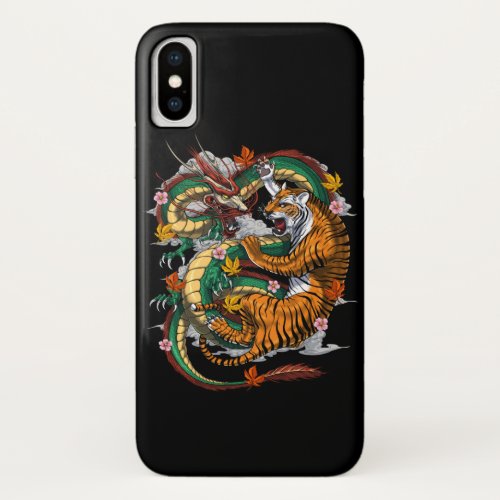 Japanese Dragon Tiger Battle iPhone X Case