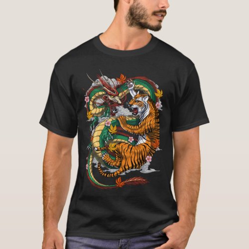 Japanese Dragon Tiger Battle T_Shirt