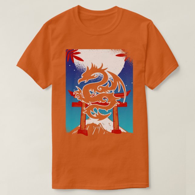 Japanese Dragon Torii Gate Mountain Landscape T-Shirt (Design Front)