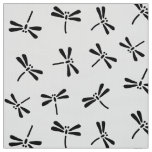 Japanese Dragonfly Pattern, Black and White Fabric