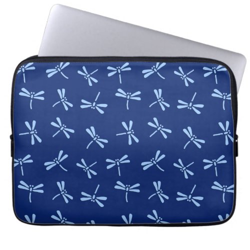 Japanese Dragonfly Pattern Cobalt and Sky Blue Laptop Sleeve