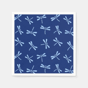 Japanese Dragonfly Pattern, Cobalt and Sky Blue Paper Napkins