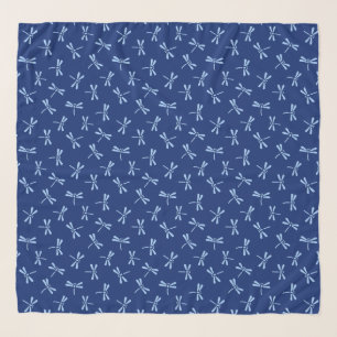 Japanese Dragonfly Pattern, Cobalt and Sky Blue Scarf