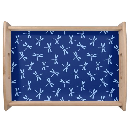 Japanese Dragonfly Pattern Cobalt and Sky Blue Serving Tray