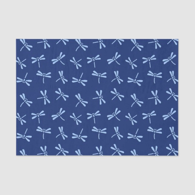 Japanese Dragonfly Pattern, Cobalt and Sky Blue Tissue Paper (Front)