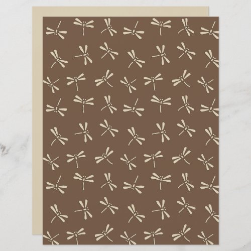 Japanese Dragonfly Pattern Cream and Taupe Tan