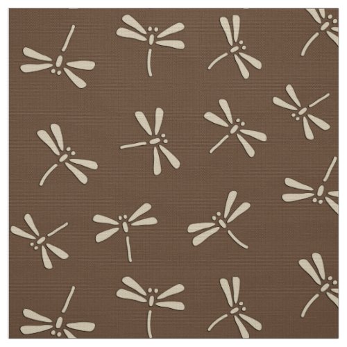 Japanese Dragonfly Pattern Cream and Taupe Tan Fabric