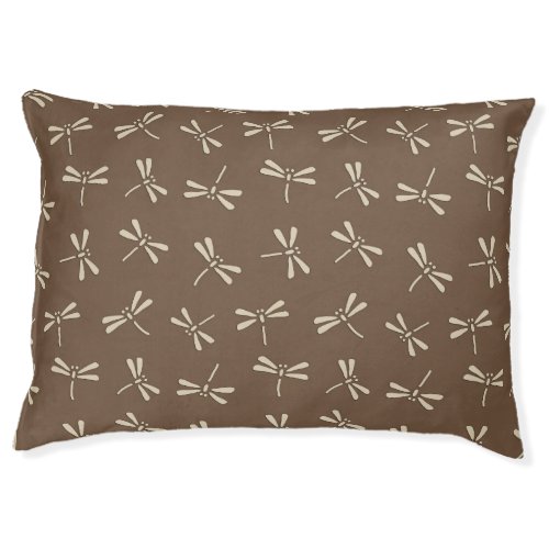 Japanese Dragonfly Pattern Cream and Taupe Tan Pet Bed