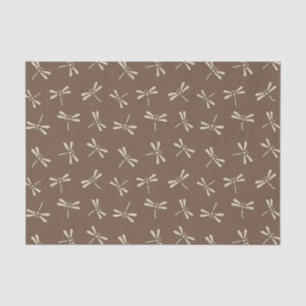 Japanese Dragonfly Pattern, Cream and Taupe Tan Tissue Paper