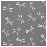 Japanese Dragonfly Pattern, Grey / Gray and White Fabric