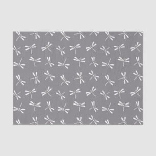 Japanese Dragonfly Pattern, Grey / Gray and White Tissue Paper