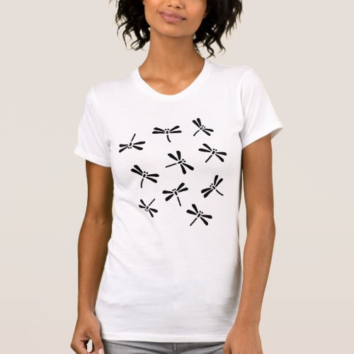 Japanese Dragonfly Pattern in Black T_Shirt