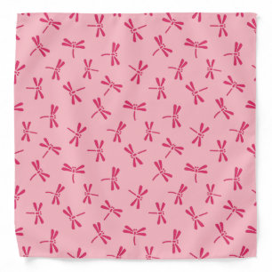 Japanese Dragonfly Pattern, Light Coral Pink Bandana