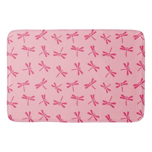 Japanese Dragonfly Pattern Light Coral Pink Bathroom Mat