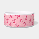 Japanese Dragonfly Pattern, Light Coral Pink Bowl<br><div class="desc">Pet bowl in a traditional Japanese dragonfly,  or tombo pattern,  also called katsumushi (“winning bugs”) by samurai warriors,  who used dragonfly motifs to invoke victory - Deep coral pink dragonflies on a pastel coral pink background</div>