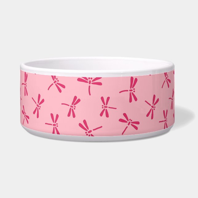 Japanese Dragonfly Pattern, Light Coral Pink Bowl (Front)